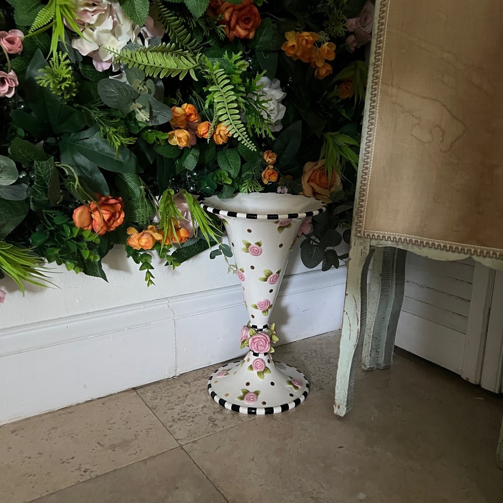 Patience Brewster for MacKenzie-Childs Really Rosy Vase 12.25" Tall